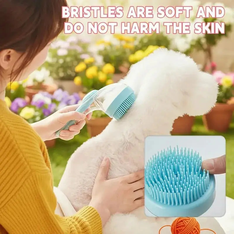 2-In-1 Pet Bath Brush with Soap Dispenser