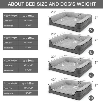 Bolster Couch Dog Bed for Large Dogs, Orthopedic Dog Bed, Removable Washable Cover Pet Bed, Foam Nonskid Dog Mat