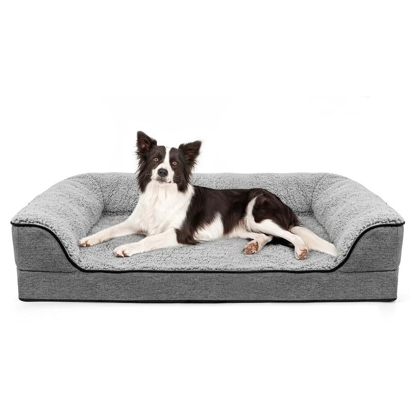 Bolster Couch Dog Bed for Large Dogs, Orthopedic Dog Bed, Removable Washable Cover Pet Bed, Foam Nonskid Dog Mat