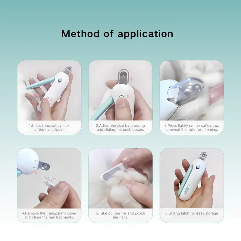 Cat Nail Clippers for Kittens - ABS Universal Safe Grooming Design, Adjustable 1-3.5Mm Diameter Hole (4 Size Settings), Comfort-Grip Handle, Hidden Nail File, Travel Lock, Adjustable Fit, Accidental Nick Prevention