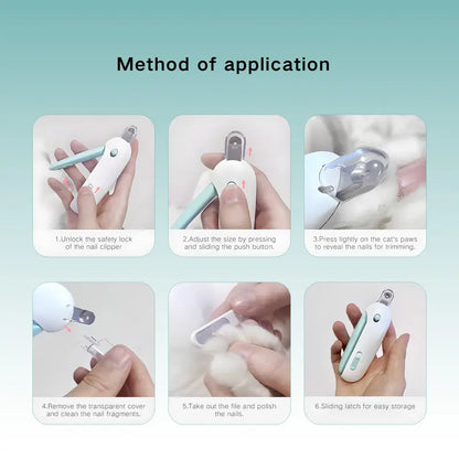 Cat Nail Clippers for Kittens - ABS Universal Safe Grooming Design, Adjustable 1-3.5Mm Diameter Hole (4 Size Settings), Comfort-Grip Handle, Hidden Nail File, Travel Lock, Adjustable Fit, Accidental Nick Prevention