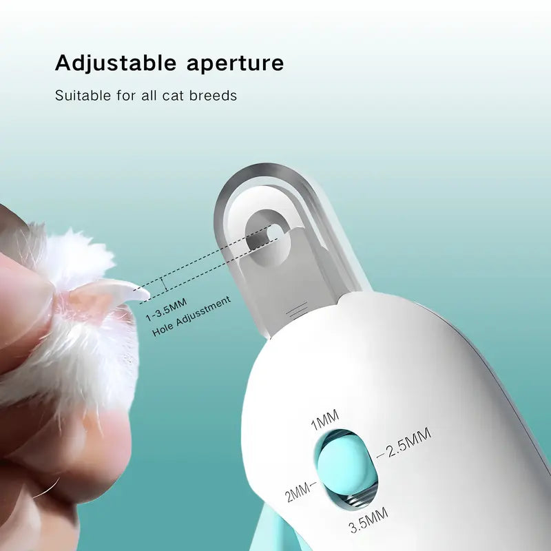 Cat Nail Clippers for Kittens - ABS Universal Safe Grooming Design, Adjustable 1-3.5Mm Diameter Hole (4 Size Settings), Comfort-Grip Handle, Hidden Nail File, Travel Lock, Adjustable Fit, Accidental Nick Prevention