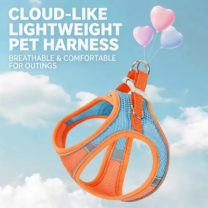 Spoiled Paws Nylon Dog & Cat Harness and Leash Set - Solid, Quick Buckle On/Off, 1 Size, Cushioned Edges, No Pull, Breathable Soft Mesh, Reflective, Adjustable, Machine Washable, Travel-Friendly, Outdoor Walking Control for Small-Medium Pets