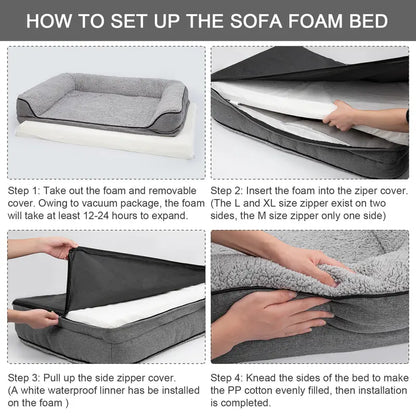 Bolster Couch Dog Bed for Large Dogs, Orthopedic Dog Bed, Removable Washable Cover Pet Bed, Foam Nonskid Dog Mat