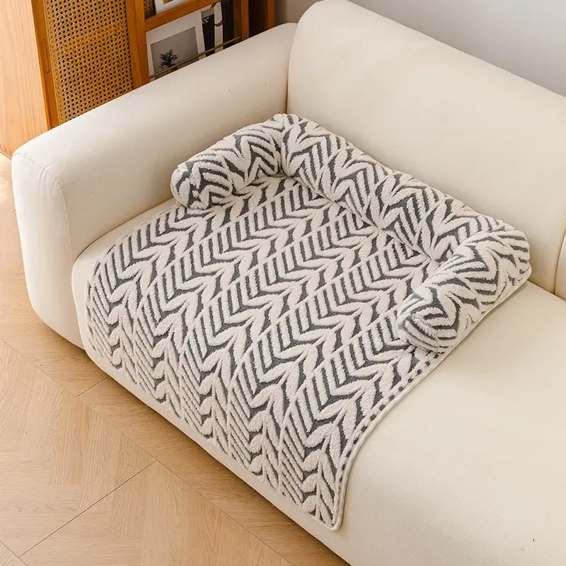 Cozy Pet Couch Bed for Dogs and Cats, Soft Bolster Sofa Protector Mat, Machine-Washable Pet Lounger, Comfortable Dog Bed for Couch, Human Bed and Floor, Easy to Clean, Home