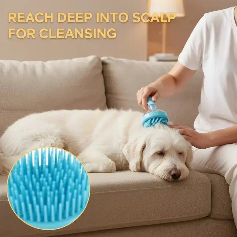 2-In-1 Pet Bath Brush with Soap Dispenser