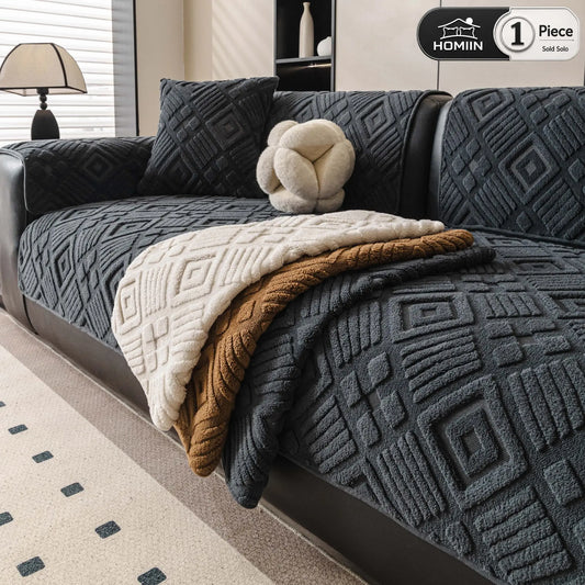 Homin-Luxury Couch Covers for Sofa,Solid Color Sofa Cover for Couch, Thick Plush Sofa Throw Blanket, Pet-Friendly Furniture Cover for 1-4 Seater Sofa, Loveseat, Bedspread, Rug, Dog Bed, Slipcover for Sofa