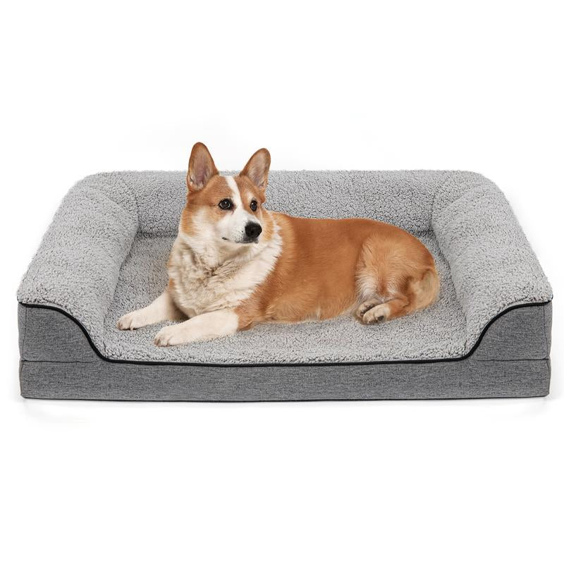 Bolster Couch Dog Bed for Large Dogs, Orthopedic Dog Bed, Removable Washable Cover Pet Bed, Foam Nonskid Dog Mat
