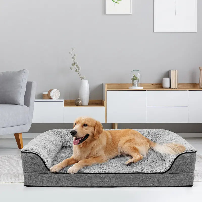 Bolster Couch Dog Bed for Large Dogs, Orthopedic Dog Bed, Removable Washable Cover Pet Bed, Foam Nonskid Dog Mat