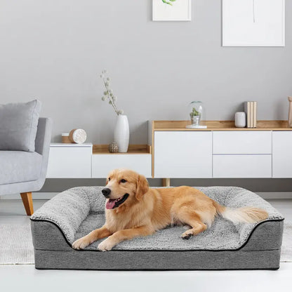 Bolster Couch Dog Bed for Large Dogs, Orthopedic Dog Bed, Removable Washable Cover Pet Bed, Foam Nonskid Dog Mat