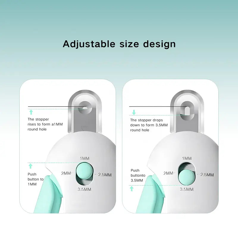 Cat Nail Clippers for Kittens - ABS Universal Safe Grooming Design, Adjustable 1-3.5Mm Diameter Hole (4 Size Settings), Comfort-Grip Handle, Hidden Nail File, Travel Lock, Adjustable Fit, Accidental Nick Prevention