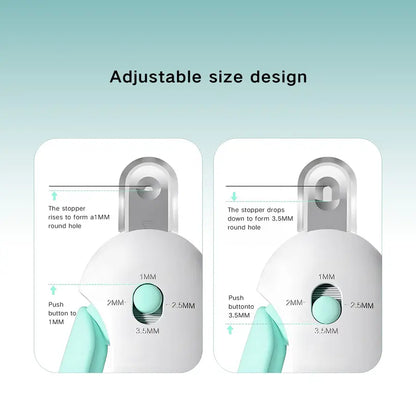 Cat Nail Clippers for Kittens - ABS Universal Safe Grooming Design, Adjustable 1-3.5Mm Diameter Hole (4 Size Settings), Comfort-Grip Handle, Hidden Nail File, Travel Lock, Adjustable Fit, Accidental Nick Prevention